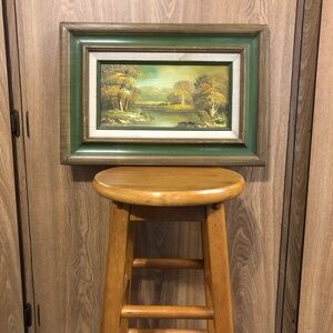 Vintage Green and Brown Landscape Painting